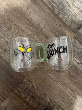 The Grinch Double Glass Coffee Mug Set - Green Handle